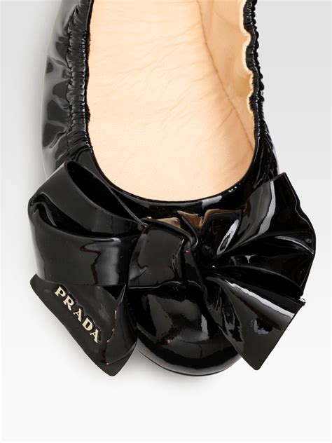 prada patent leather bow ballet flats|prada buckle ballet flat.